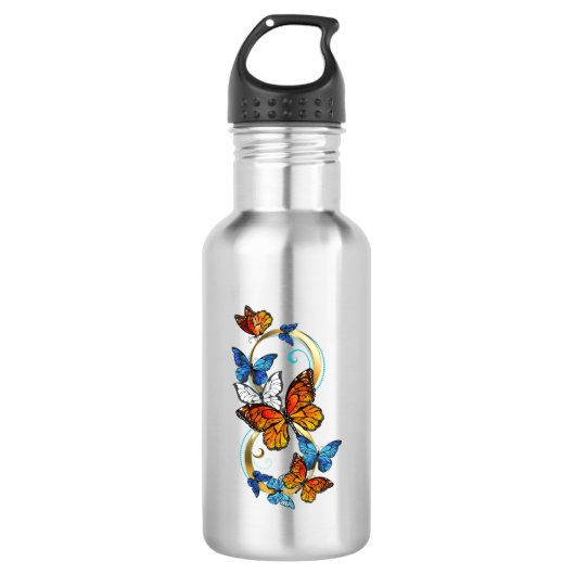 Unendlichkeit von Monarchfaltern Edelstahlflasche (Vorderseite)