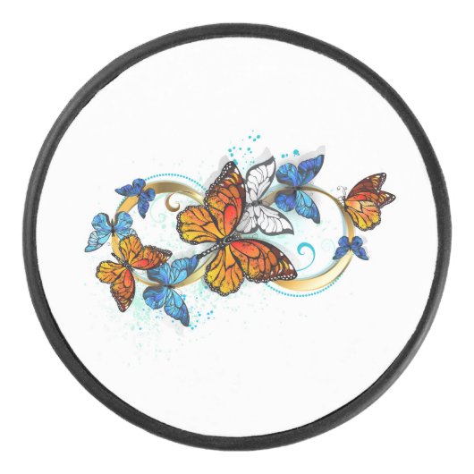 Unendlichkeit von Monarchfaltern Eishockey Puck (Vorderseite)