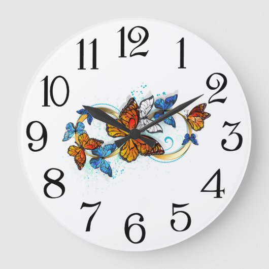 Unendlichkeit von Monarchfaltern Große Wanduhr (Vorderseite)
