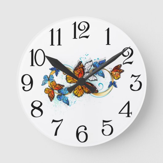 Unendlichkeit von Monarchfaltern Runde Wanduhr (Vorderseite)