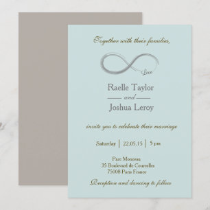 Unendlichkeit Zeichen blau taupe grau Hochzeit Ein Einladung