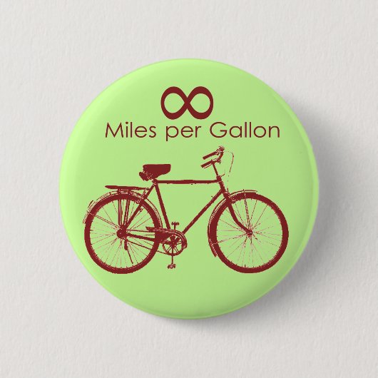 Unendlichkeits-Meilen pro Gallonen-Fahrrad-Knopf Button (Vorderseite)