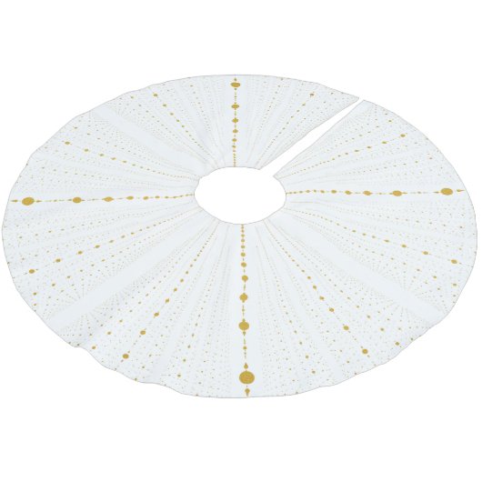 Unendlichkeits-Raum punktiert 2 -weiß und Gold Polyester Weihnachtsbaumdecke (Schrägansicht)