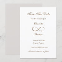 Unendlichkeits-Symbol Gold Weiße Save The Date Hoc