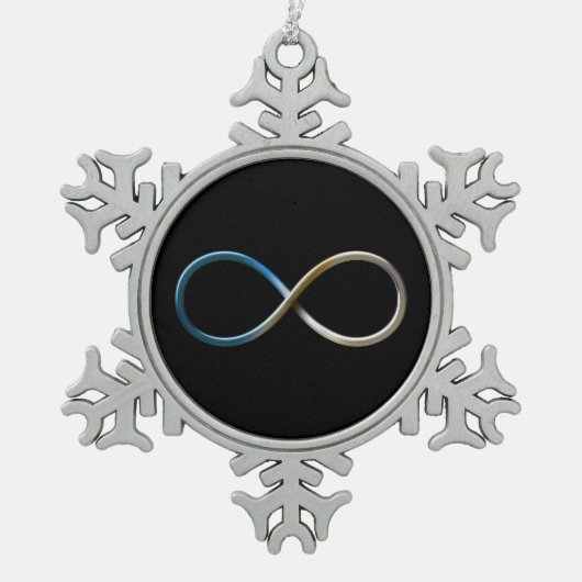 Unendlichkeits-Weihnachtsverzierung Schneeflocken Zinn-Ornament (Vorderseite)