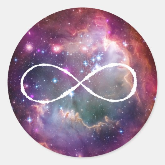 Unendlichkeitsschleife und Galaxien-Hipster-Hinter Runder Aufkleber (Vorderseite)