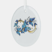 Unendlichkeitssymbol aus blauen Morpho-Schmetterli Ornament Aus Glas (Vorderseite links)