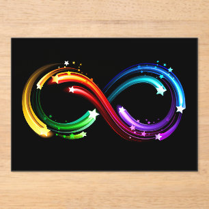 Unendlichkeitssymbol aus Regenbogenkometen Acryleinladungen
