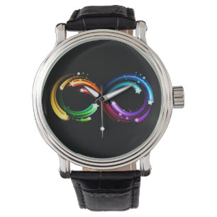 Unendlichkeitssymbol aus Regenbogenkometen Armbanduhr