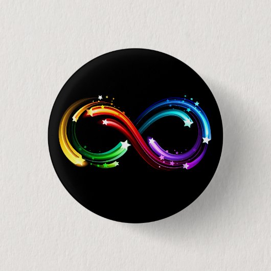 Unendlichkeitssymbol aus Regenbogenkometen Button (Vorderseite)