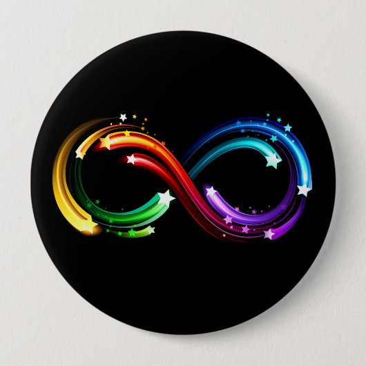 Unendlichkeitssymbol aus Regenbogenkometen Button (Vorderseite)