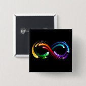 Unendlichkeitssymbol aus Regenbogenkometen Button (Vorne & Hinten)