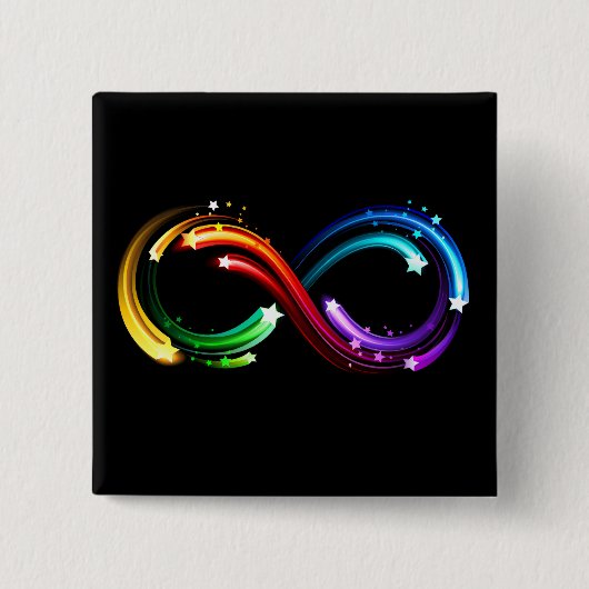 Unendlichkeitssymbol aus Regenbogenkometen Button (Vorderseite)