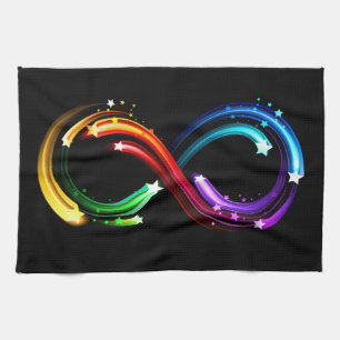 Unendlichkeitssymbol aus Regenbogenkometen Geschirrtuch