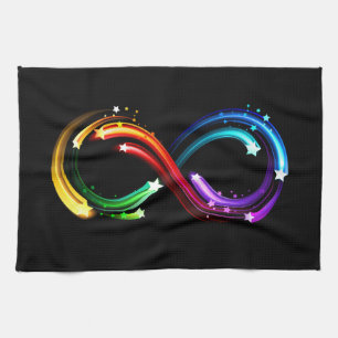 Unendlichkeitssymbol aus Regenbogenkometen Geschirrtuch