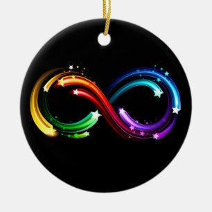 Unendlichkeitssymbol aus Regenbogenkometen Keramik Ornament