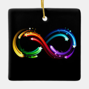 Unendlichkeitssymbol aus Regenbogenkometen Keramikornament