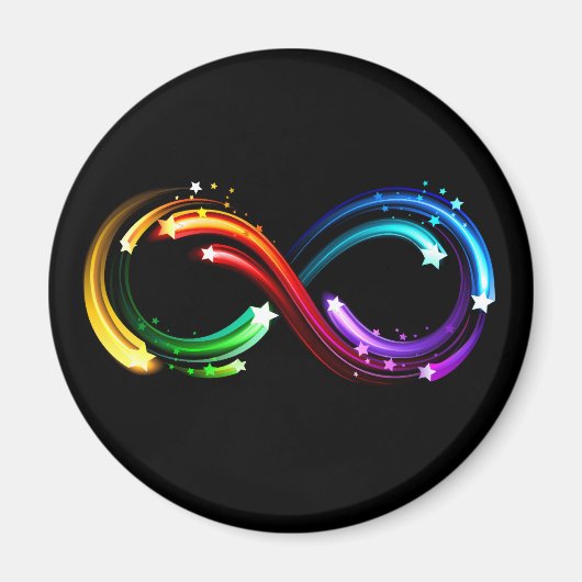 Unendlichkeitssymbol aus Regenbogenkometen Magnet (Vorne)