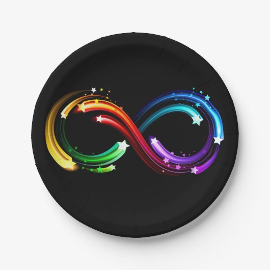 Unendlichkeitssymbol aus Regenbogenkometen Pappteller (Vorderseite)