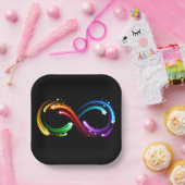Unendlichkeitssymbol aus Regenbogenkometen Pappteller (Party)