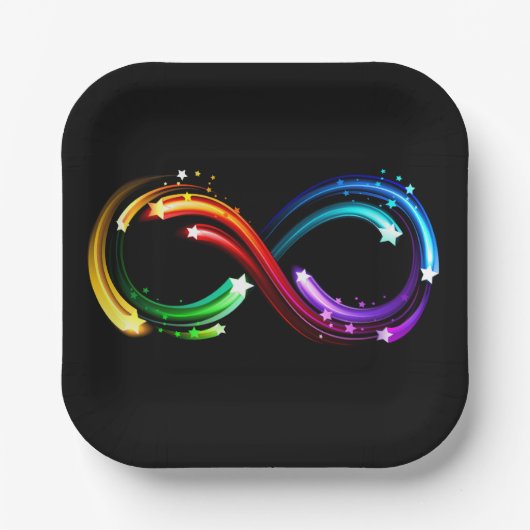 Unendlichkeitssymbol aus Regenbogenkometen Pappteller (Vorderseite)