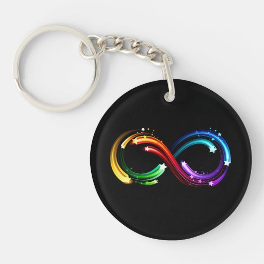 Unendlichkeitssymbol aus Regenbogenkometen Schlüsselanhänger (Vorderseite)
