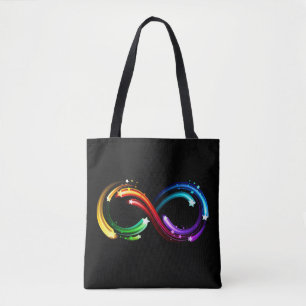 Unendlichkeitssymbol aus Regenbogenkometen Tasche