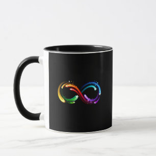 Unendlichkeitssymbol aus Regenbogenkometen Tasse