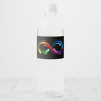 Unendlichkeitssymbol aus Regenbogenkometen Wasserflaschenetikett