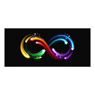 Unendlichkeitssymbol aus Regenbogenkometen Werbekarte