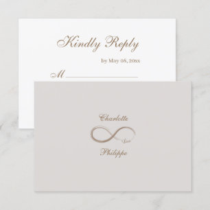 Unendlichkeitssymbol Gold Weiß Grau Hochzeit RSVP Einladung