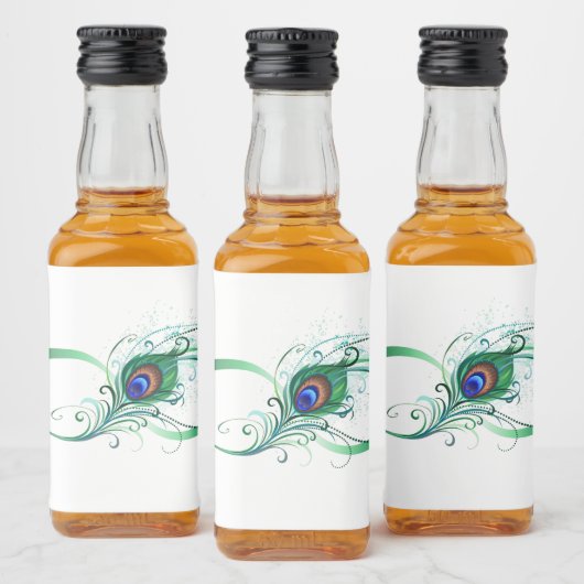 Unendlichkeitssymbol mit Peacock Feather Alkoholflaschenetikett (Flaschen)