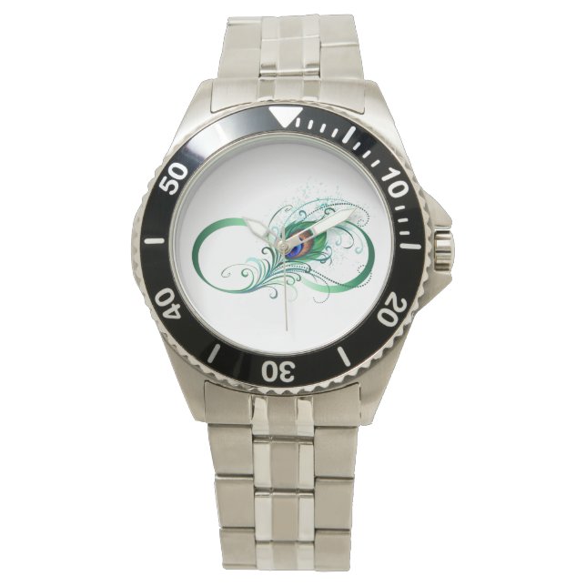 Unendlichkeitssymbol mit Peacock Feather Armbanduhr (Vorderseite)