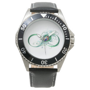 Unendlichkeitssymbol mit Peacock Feather Armbanduhr