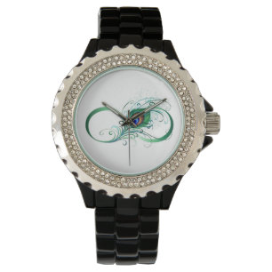Unendlichkeitssymbol mit Peacock Feather Armbanduhr