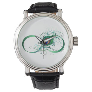 Unendlichkeitssymbol mit Peacock Feather Armbanduhr
