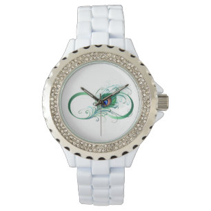 Unendlichkeitssymbol mit Peacock Feather Armbanduhr