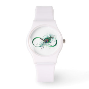 Unendlichkeitssymbol mit Peacock Feather Armbanduhr