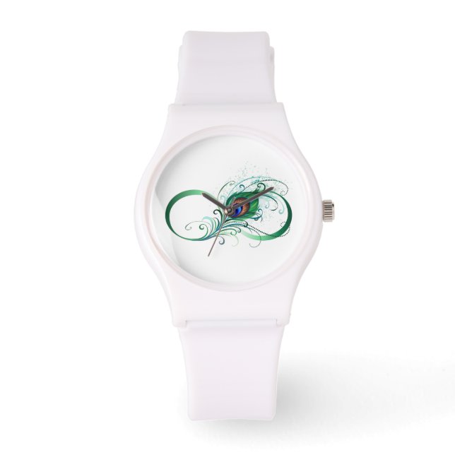 Unendlichkeitssymbol mit Peacock Feather Armbanduhr (Vorderseite)