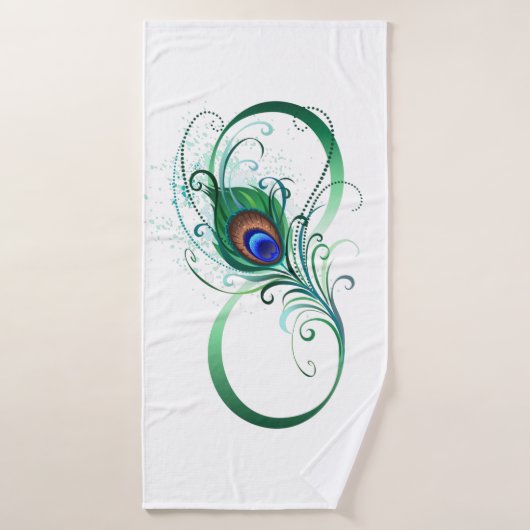 Unendlichkeitssymbol mit Peacock Feather Badehandtuch (Badehandtuch)