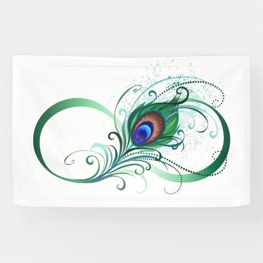 Unendlichkeitssymbol mit Peacock Feather Banner (Horizontal)