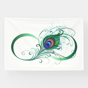 Unendlichkeitssymbol mit Peacock Feather Banner
