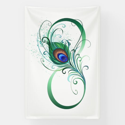 Unendlichkeitssymbol mit Peacock Feather Banner (Vertikal)