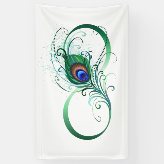 Unendlichkeitssymbol mit Peacock Feather Banner (Vertikal)