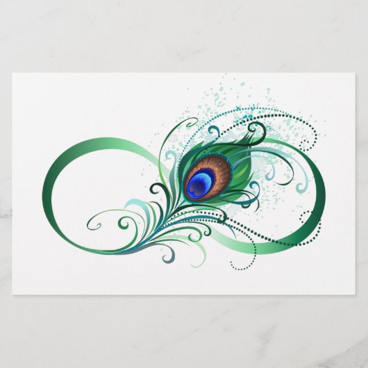 Unendlichkeitssymbol mit Peacock Feather Briefpapier (Vorderseite)