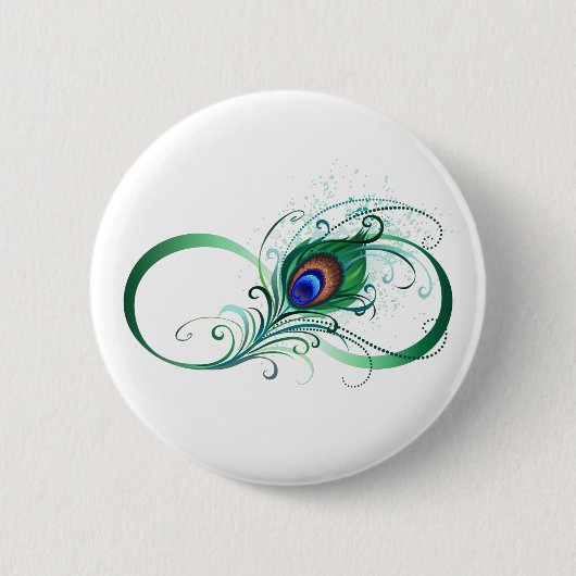 Unendlichkeitssymbol mit Peacock Feather Button (Vorderseite)