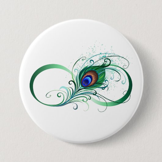 Unendlichkeitssymbol mit Peacock Feather Button (Vorderseite)