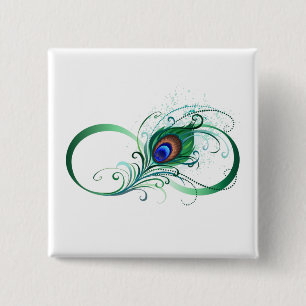 Unendlichkeitssymbol mit Peacock Feather Button
