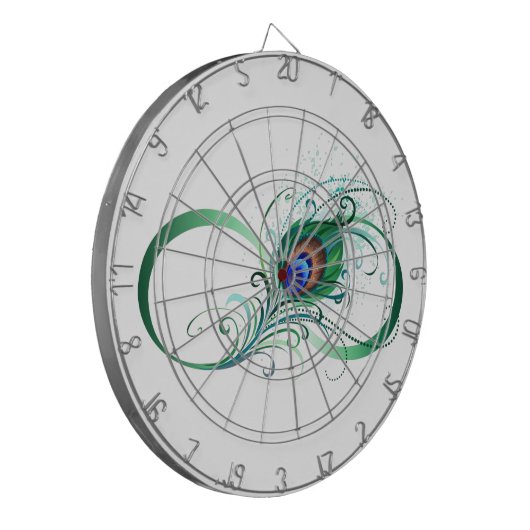 Unendlichkeitssymbol mit Peacock Feather Dartscheibe (Vorderseite Links)