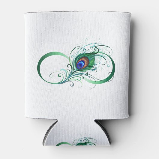 Unendlichkeitssymbol mit Peacock Feather Dosenkühler (Vorderseite)